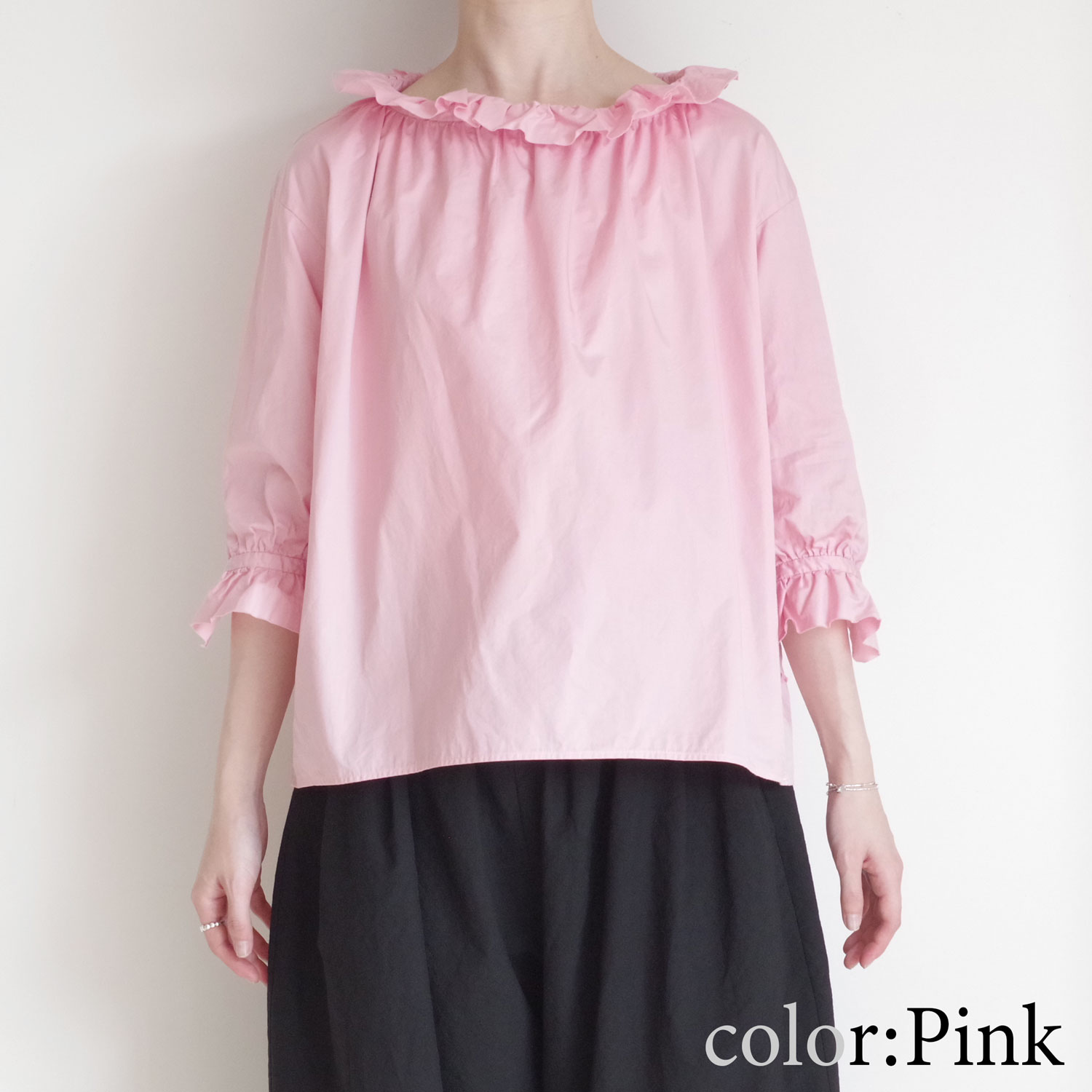 R&D.M.Co- ������ɥޥ󥺥ơ��顼 : G.D TWILL COTTON FRILL COLOR BLOUSE �ե�륫�顼�֥饦��