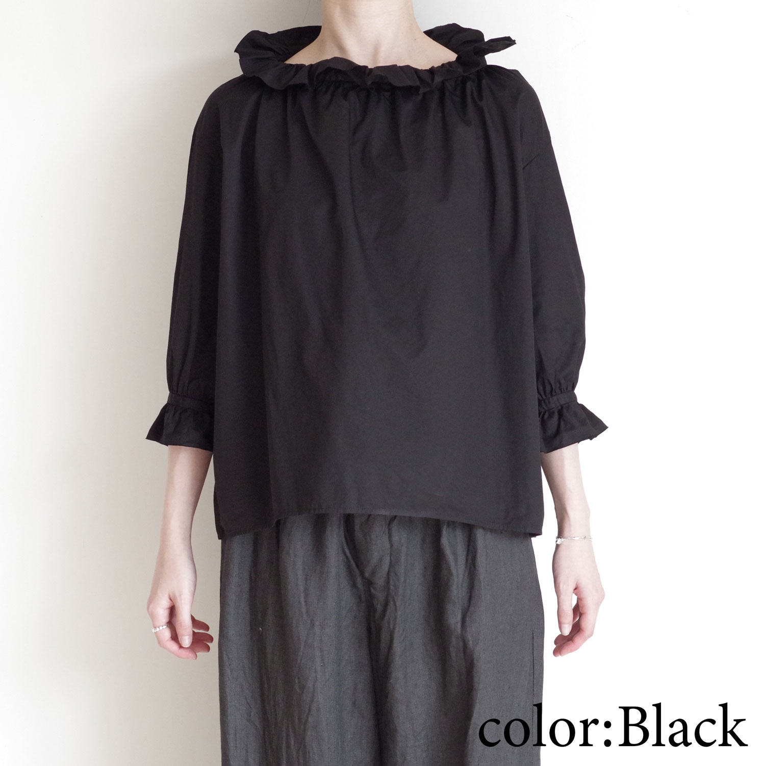 R&D.M.Co- ������ɥޥ󥺥ơ��顼 : G.D TWILL COTTON FRILL COLOR BLOUSE �ե�륫�顼�֥饦��