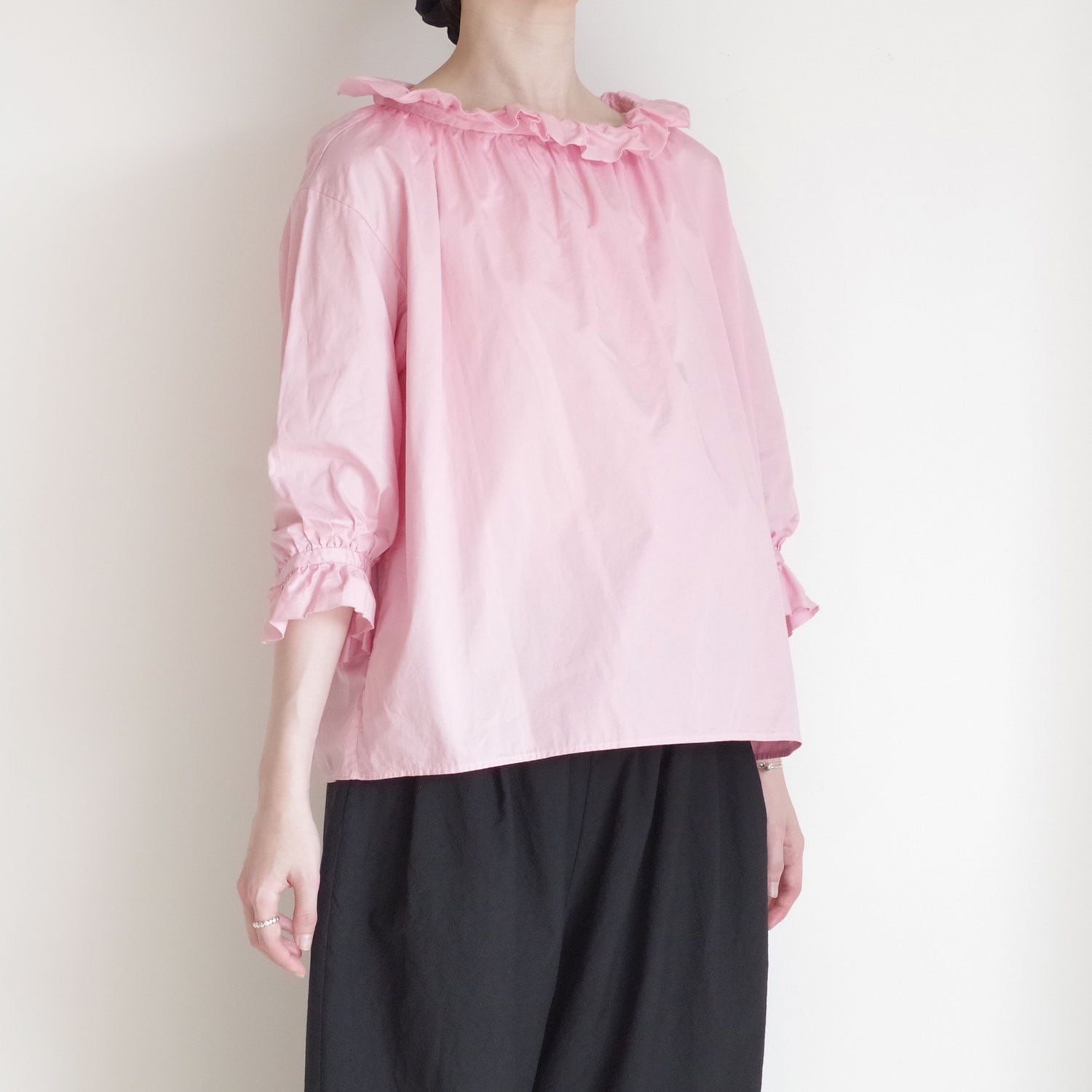 R&D.M.Co- ������ɥޥ󥺥ơ��顼 : G.D TWILL COTTON FRILL COLOR BLOUSE �ե�륫�顼�֥饦��