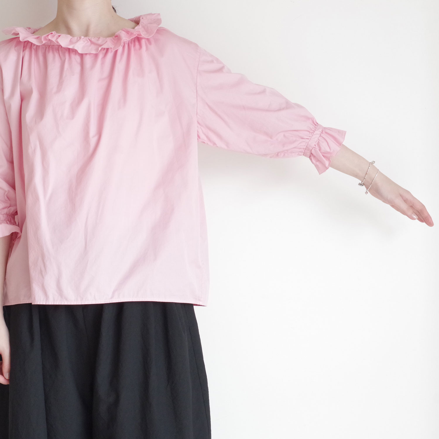 R&D.M.Co- ������ɥޥ󥺥ơ��顼 : G.D TWILL COTTON FRILL COLOR BLOUSE �ե�륫�顼�֥饦��