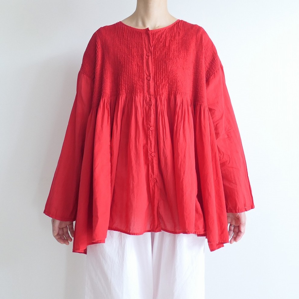 �᥾��ɥ����� maison de soil��CREW-NECK BUTTON SHIRT WITH PINTUCK���ԥ󥿥å����롼�ͥå������