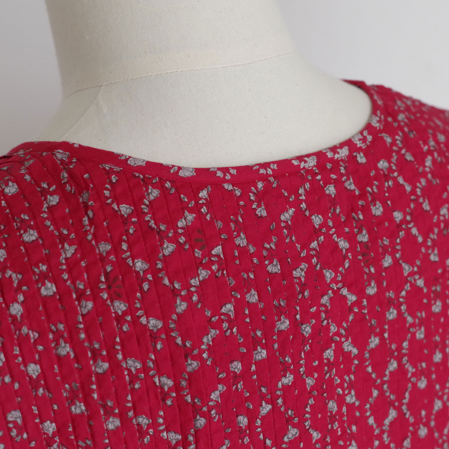 maison de soil �᥾��ɥ����� : 80s VOILE SMALL GENTIANA BLOCK PRINT SHIRT �ե������꡼�֥֥饦��