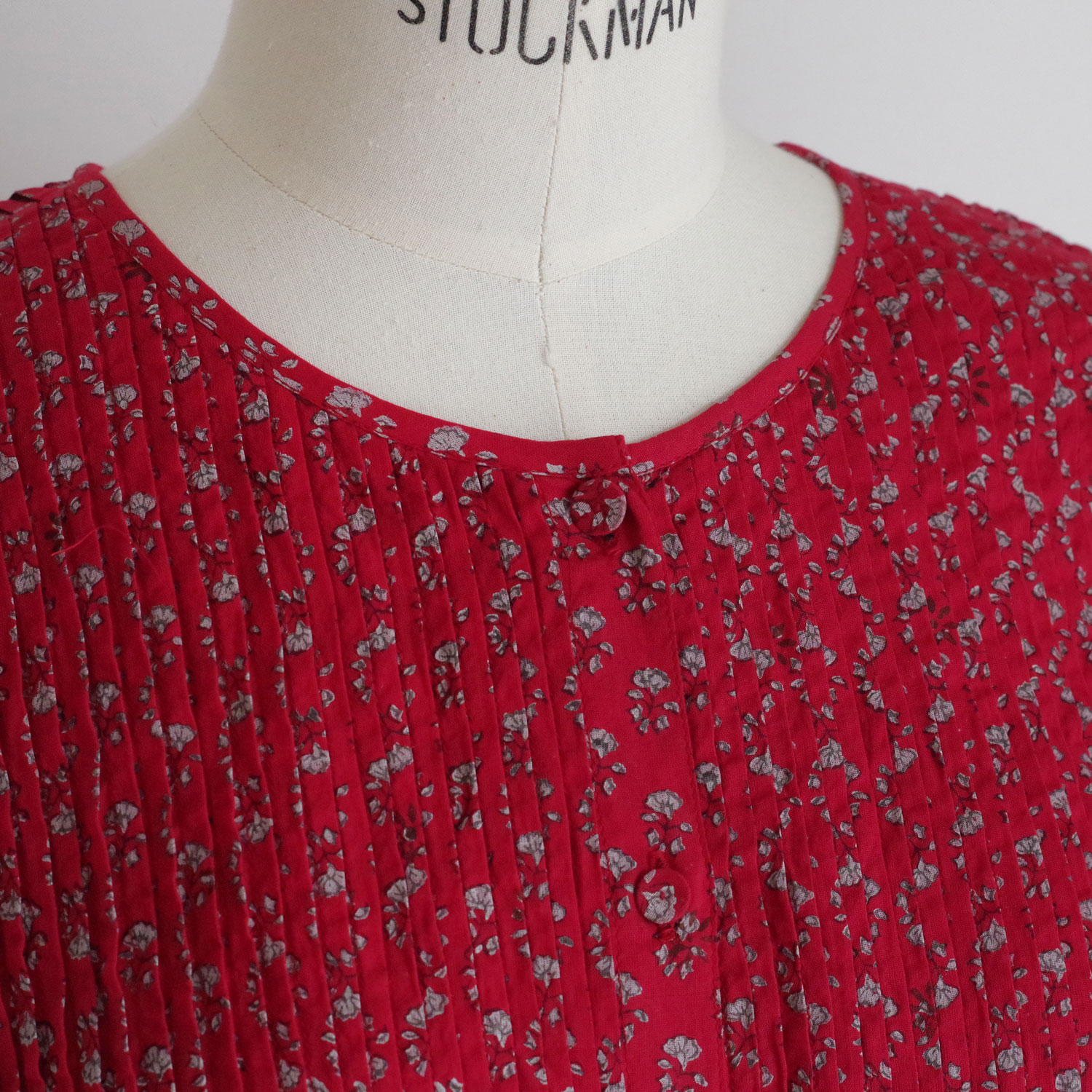 maison de soil �᥾��ɥ����� : 80s VOILE SMALL GENTIANA BLOCK PRINT SHIRT �ե������꡼�֥֥饦��