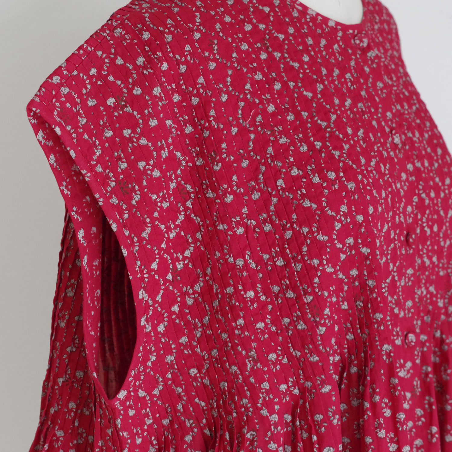 maison de soil �᥾��ɥ����� : 80s VOILE SMALL GENTIANA BLOCK PRINT SHIRT �ե������꡼�֥֥饦��