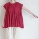 maison de soil �᥾��ɥ����� : 80s VOILE SMALL GENTIANA BLOCK PRINT SHIRT �ե������꡼�֥֥饦��