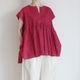 maison de soil �᥾��ɥ����� : 80s VOILE SMALL GENTIANA BLOCK PRINT SHIRT �ե������꡼�֥֥饦��