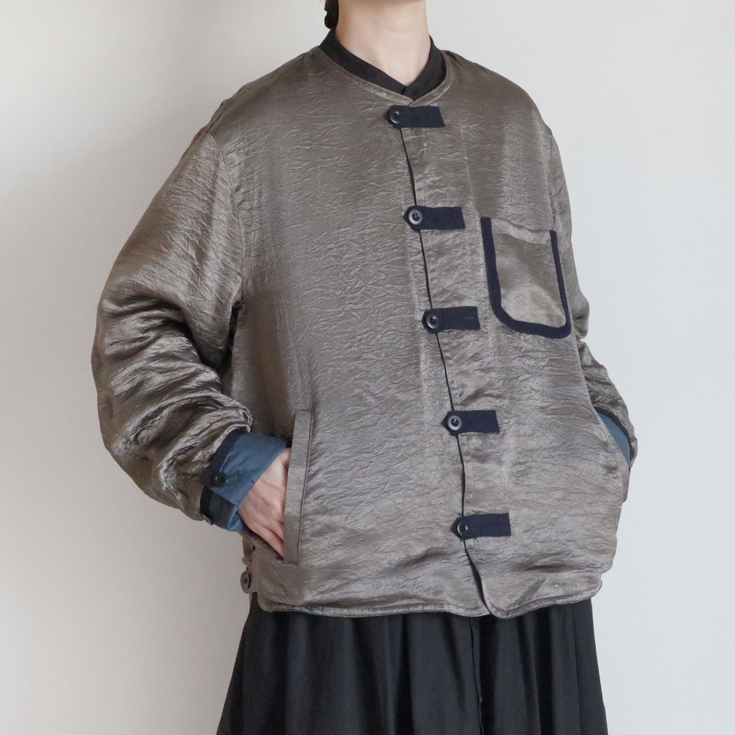 R&D.M.Co- OLDMAN��S TAILOR ������ɥޥ󥺥ơ��顼 : NO COLLAR R-L BLOUSON ��С����֥른�㥱�å�