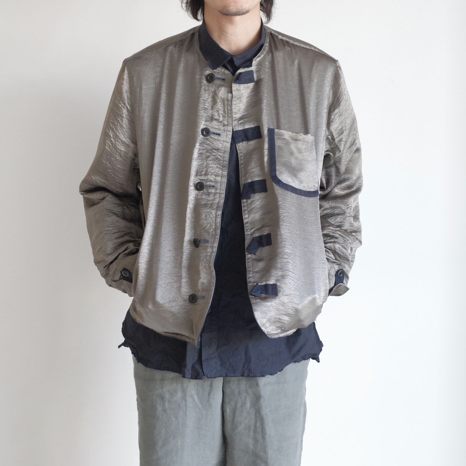 R&D.M.Co- OLDMAN��S TAILOR ������ɥޥ󥺥ơ��顼 : NO COLLAR R-L BLOUSON ��С����֥른�㥱�å�