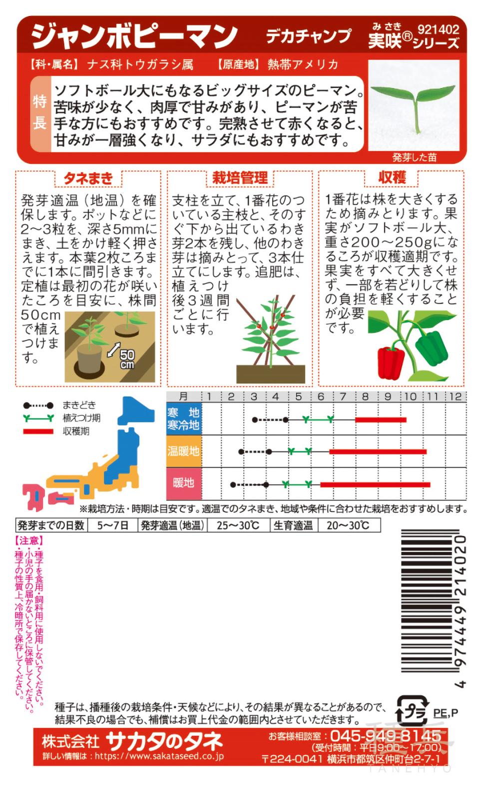 ジャンボピーマン 種 『デカチャンプ』 サカタのタネ | たね,果菜の種