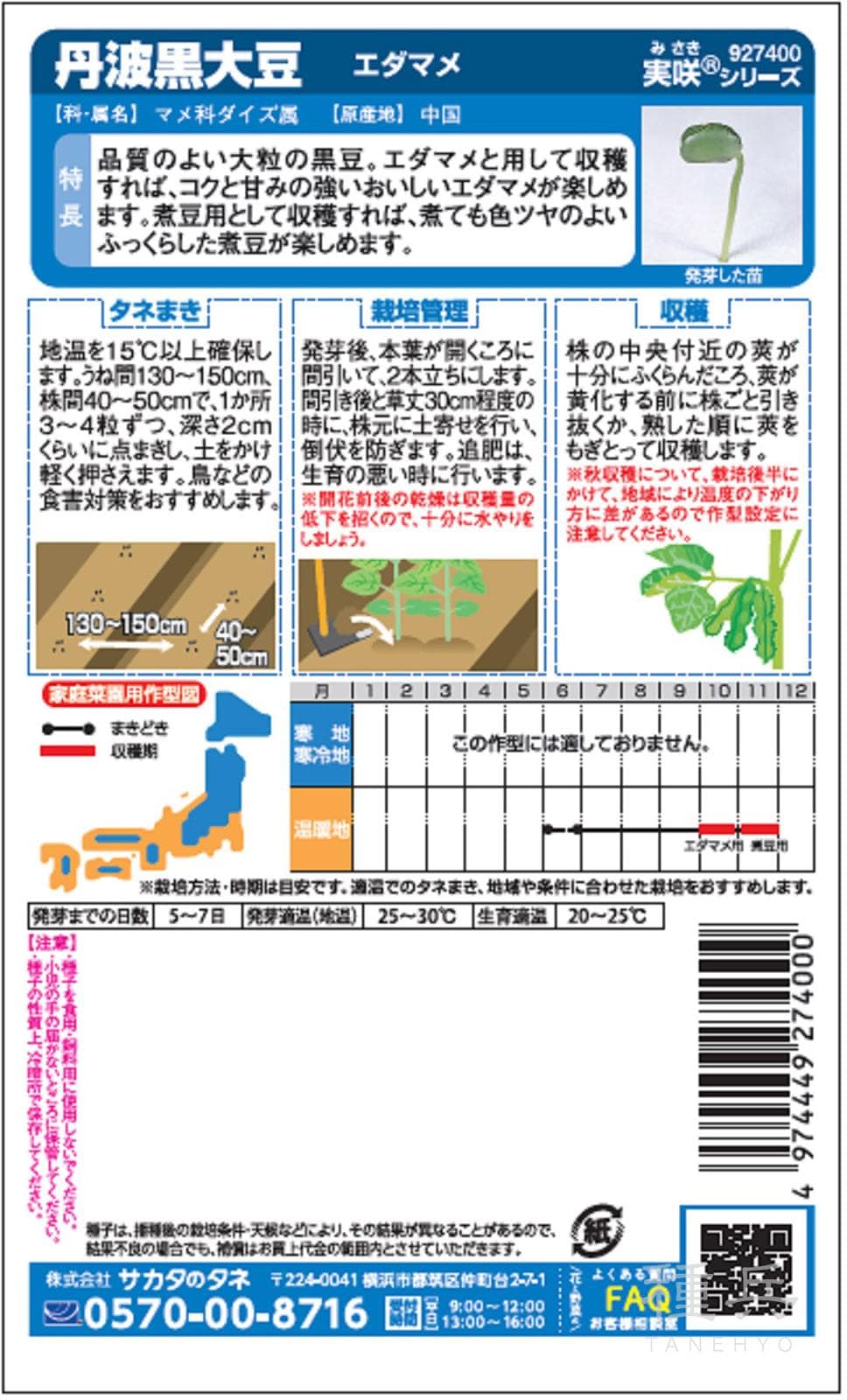黒豆エダマメ 種 『丹波黒大豆』 サカタのタネ | たね,果菜の種