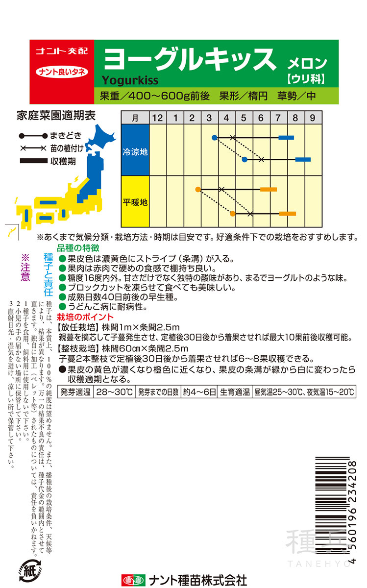 プリンス系メロン(赤肉) 種 『ヨーグルキッス』 ナント種苗 | たね