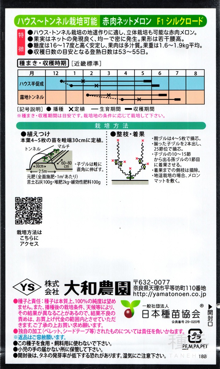 赤肉ネットメロン 種 『シルクロード』 大和農園 | たね,果菜の種