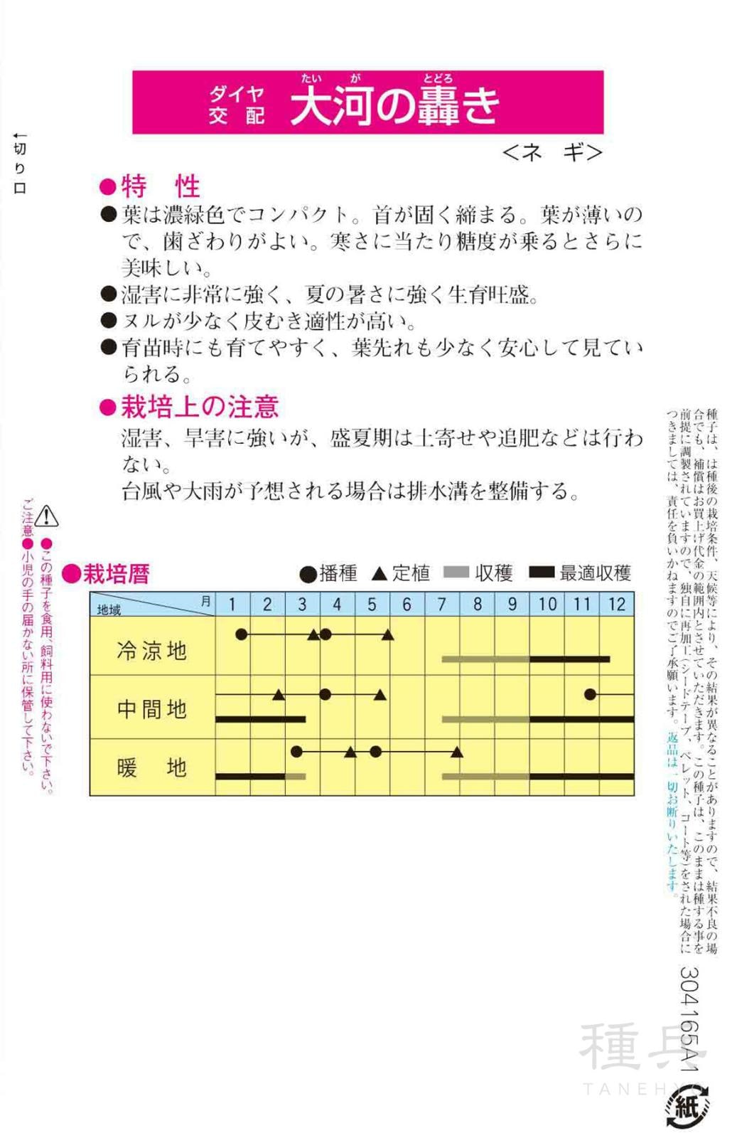 根深ネギ 種 『大河の轟き』 トキタ種苗 | たね,葉菜の種,ネギ,根深