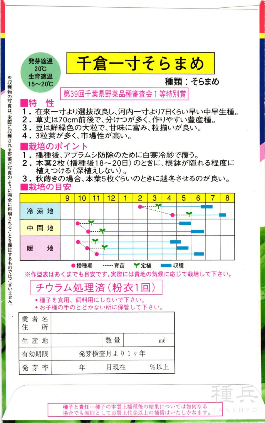 ソラマメ 種 『千倉一寸蚕豆』 渡辺農事 | たね,果菜の種,ソラマメ
