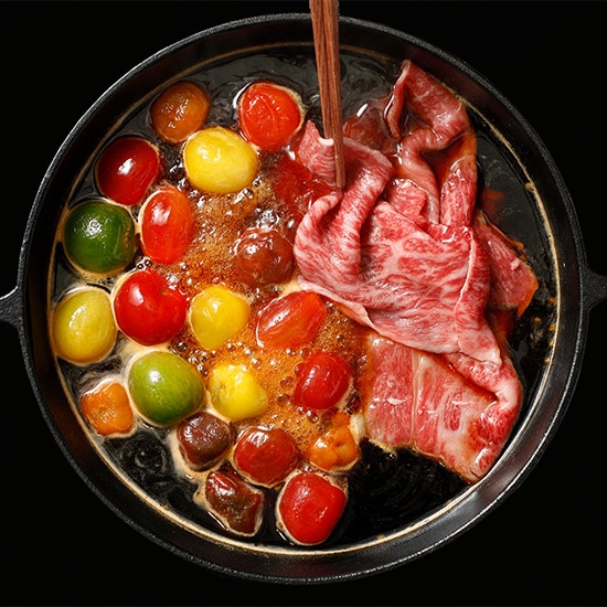 福島牛とワンダートマトのすき焼き