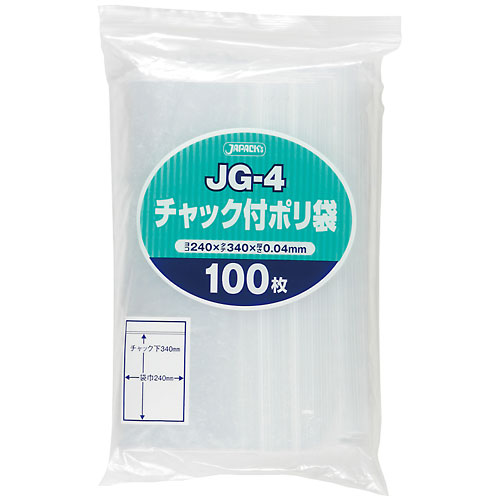 タニックスショップ】ジャパックス JG-4｜チャック付ポリ袋 JG-4 透明