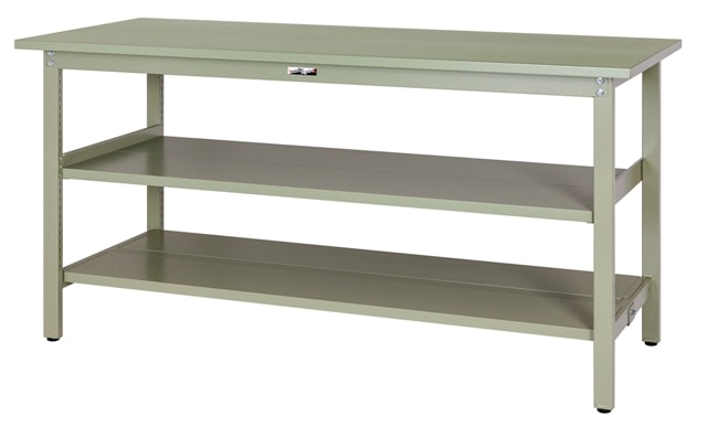 ワークテーブル300シリーズ 固定式中間棚付 H900mm 全面棚板付 山金工業 SWPH-1890TTS2-MI (61-3754-10)