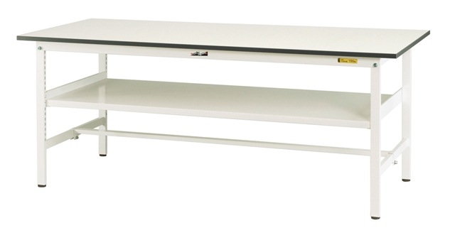 山金工業 ワークテーブル 300シリーズ(固定式中間棚付) SWRH-775S2-II 山金工業 ワークテーブル300シリーズ固定式中間棚・全面棚板付1200×750