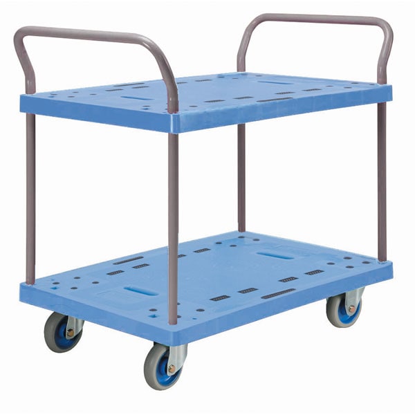 金沢車輌 大型樹脂台車 両ハンドル2段台車 NP-309 ブルー | タ