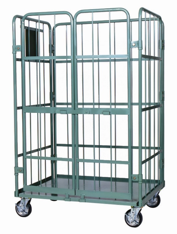 金沢車輌 観音扉付折りたたみカゴ台車 SH-29T-C W1000×D800×H1700mm