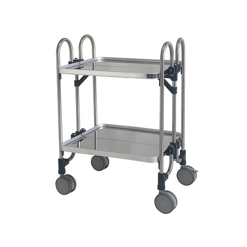 美品♦️鍵 ２つ付♦️スチール収納　キャスター付♦️2つあります♦️補償付 送料込 金沢車輌 ステンレス折りたたみ収納ワゴン2段 KEA-2 | タニックス