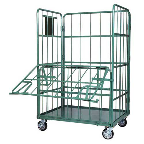 金沢車輌 ダブルゲート付カゴ台車 SH-29U-856017 850×600×H1700mm 床板