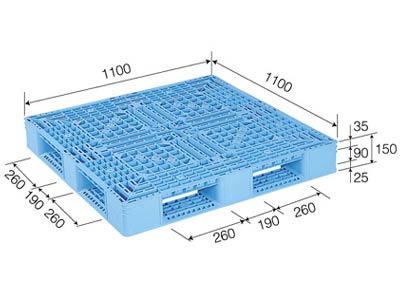 プラスチックパレット D4-1111-3 1100×1100×150mm 片面四方差し-タニックスショップ-コンテナ館 プラスチックパレット D4-1111-3 1100×1100×150mm 片面四方差し-タニックスショップ-コンテナ館