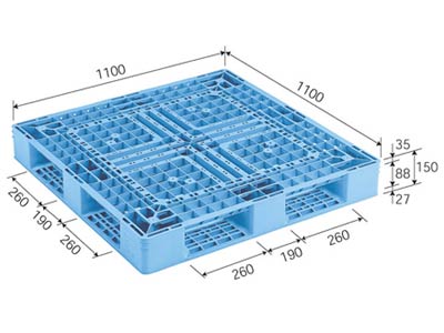 プラスチックパレット D4-1111-6N 1100×1100×150mm 片面四方差し-タニックスショップ-コンテナ館 プラスチックパレット D4-1111-6N 1100×1100×150mm 片面四方差し-タニックスショップ-コンテナ館