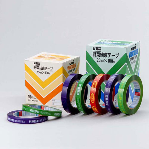 新品ぎゅうぎゅう詰め⭐︎80サイズ発送⭐︎マスキングテープまとめ売り こんぽう館】ユニ工業 野菜結束テープ「お買得品」 V2-08 赤+黄 20mm