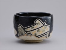茶道具  茶碗   蓮華 れんげ 草  与平作 茶道具 抹茶茶碗 灰釉 れんげ草、 京都 中村与平作 : 佐藤大観堂