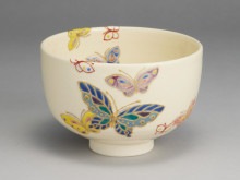 N715 茶碗 『京焼』『田中陶岫造』『金彩曙老松絵』 抹茶碗 共箱