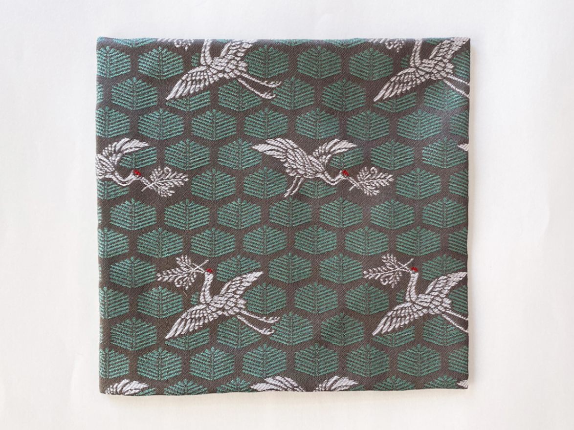 出帛紗 詳し 「116」正絹 亀甲に丸紋尽くし 鰹縞間道地 