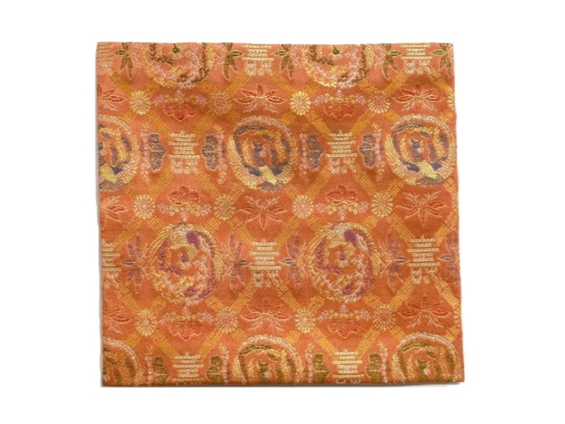 茶道具 江戸期 大型古材短冊掛 古裂装飾 裏透かし彫り『日月』★時代物★希少品 茶道具 江戸期 大型古材短冊掛 古裂装飾 裏透かし彫り『日月』