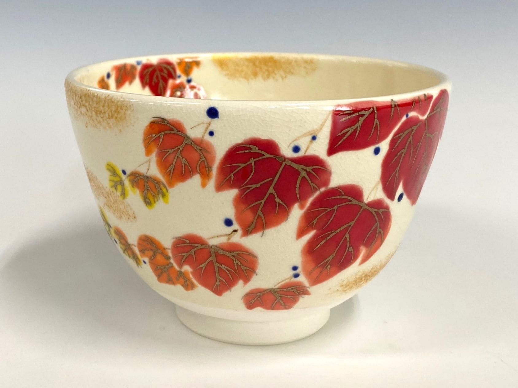 茶道具　色絵瓢草花茶碗 Amazon | 抹茶碗 色絵茶碗 「扇面草花」 木箱入り 通年物 茶道具
