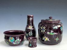 c007 香合 紫交趾 左馬 加藤利昇 紙箱 茶道具 古物 c007 香合 紫交趾 左馬 加藤利昇 紙箱 茶道具 古物 茶器/茶道具