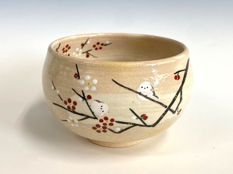 梅とシマエナガ絵茶碗 | 特選作家（50音順）,八木海峰 | 淡交社 茶道具