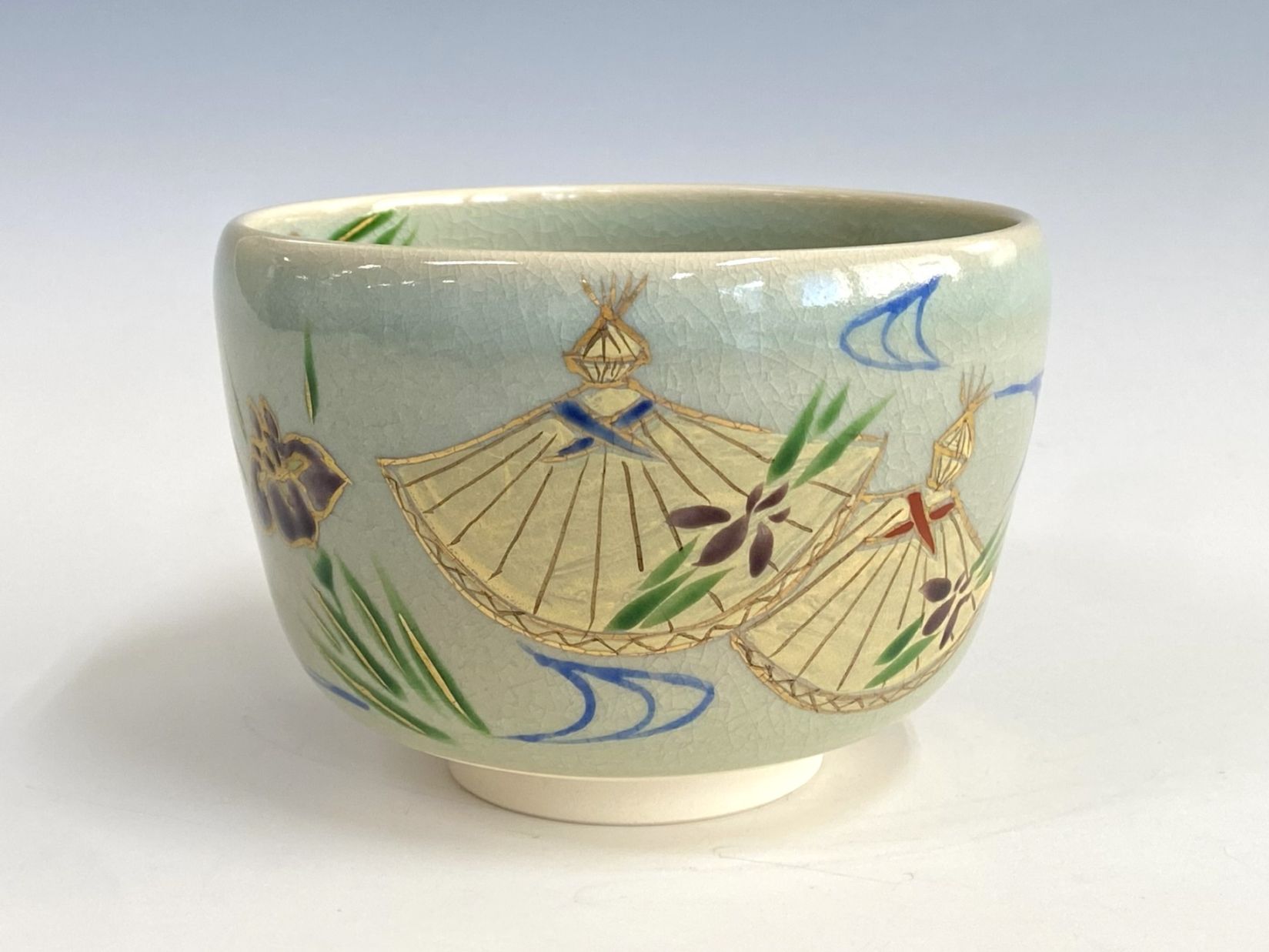 青磁 茶碗 木製箱付き　木村万丘　茶道具 青磁 あやめ笠絵茶碗 | オンラインショップ限定,茶道具 | 淡交社