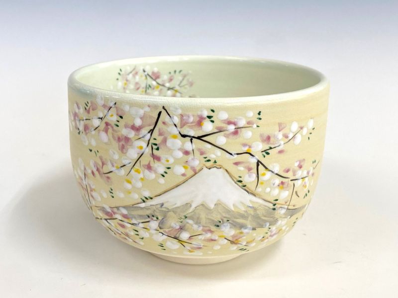 茶道具　通次阿山　色絵　春の野　茶碗 茶道具 通次阿山 色絵 春の野 茶碗 茶道具 通次阿山 色絵 春の野 茶碗