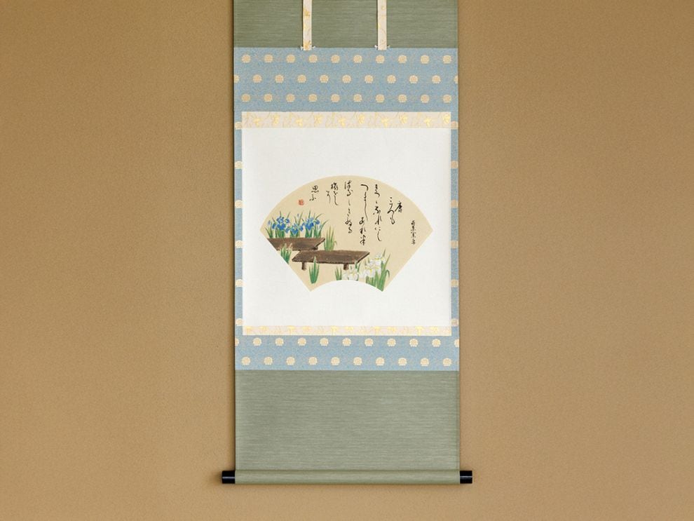 画賛軸「唐衣きつつ・・」八つ橋の画 | カタログ・パンフレット 掲載品