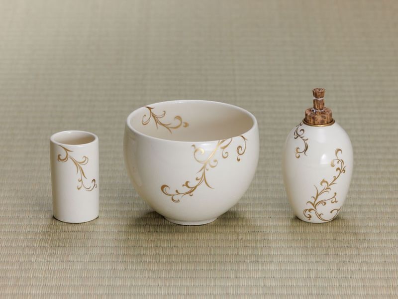 金彩 唐草絵陶器三点セット | 夏カタログ(No.326山水) | 淡交社 茶道具