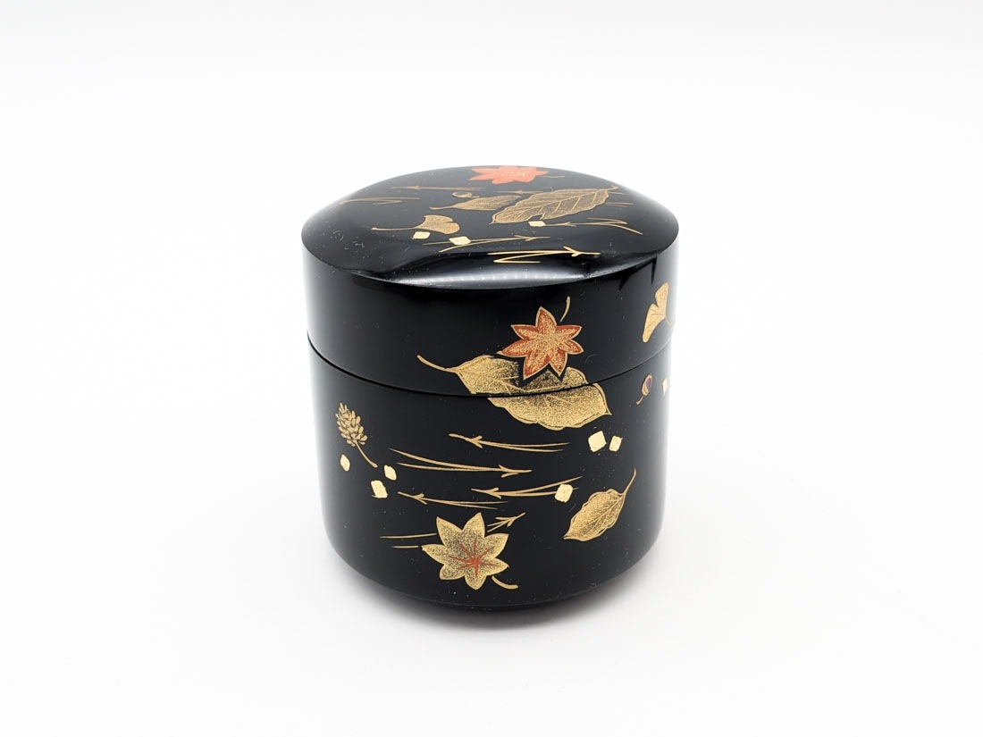 NO.627 黒金箔装飾の木製棗 NO.627 黒金箔装飾の木製棗 NO.627 黒金箔装飾の木製棗