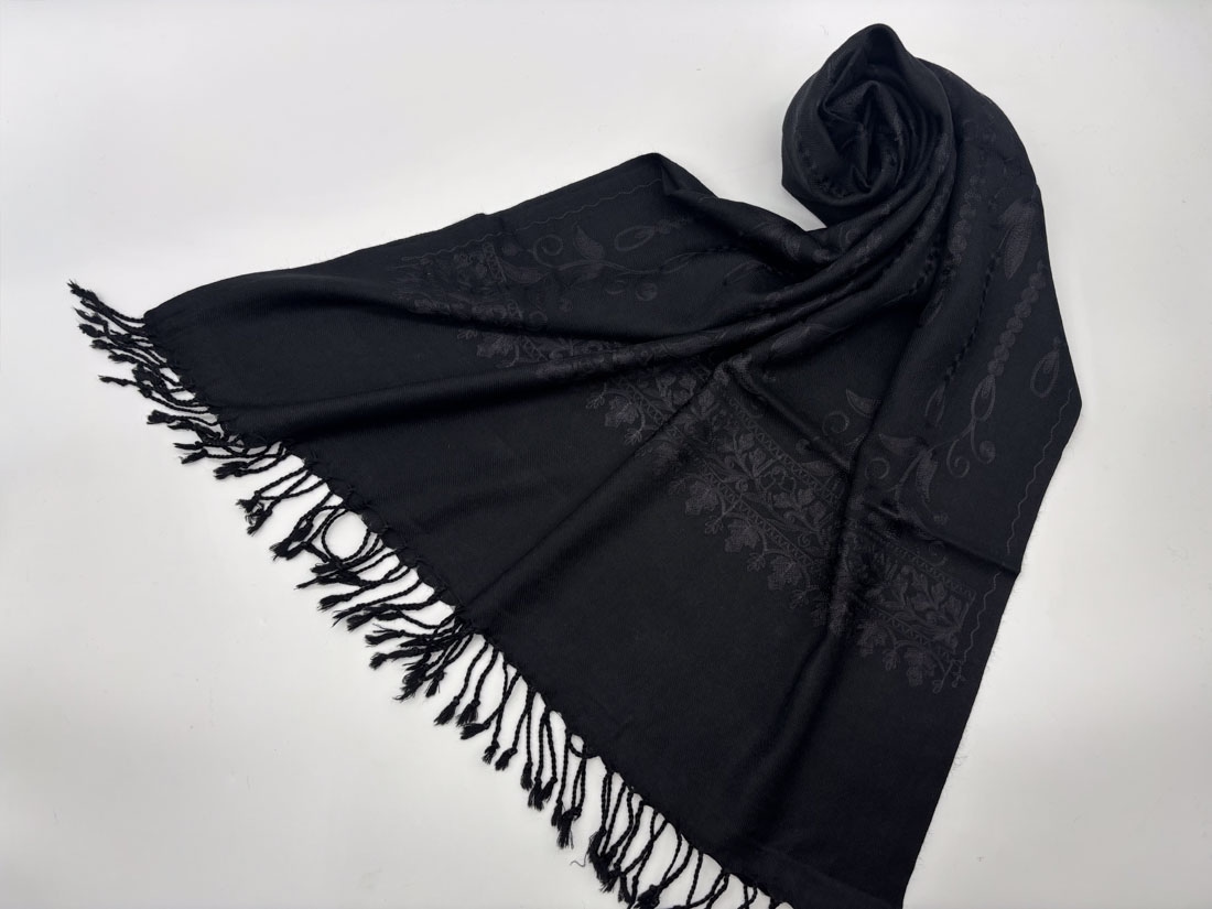 カシミール刺繍ストール ブラック×ブラック【A】 | 和装 | 淡交社