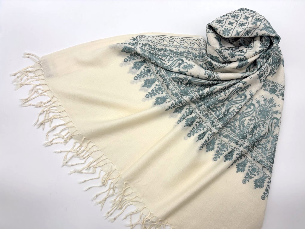 カシミール刺繍ストール ホワイト【B】 | 和装 | 淡交社 茶道具と茶席