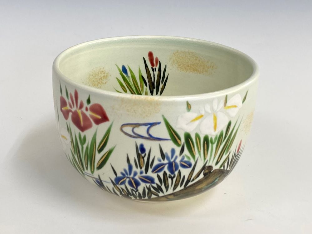 薄水色 菖蒲絵茶碗 | 特選作家（50音順）,八木海峰 | 淡交社 茶道具と
