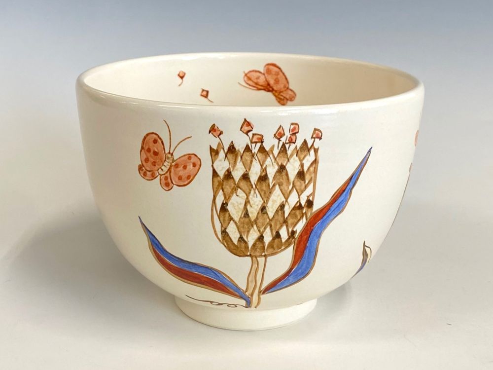 花柄茶碗　2客 フラワーと蝶絵茶碗 | すべての商品 | 淡交社 茶道具と茶席のきもの