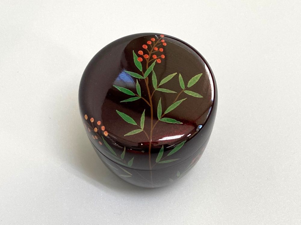 溜塗 南天蒔絵中棗（内梨子地） | すべての商品 | 淡交社 茶道具