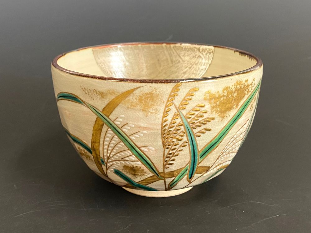 茶道具「色絵楓ノ図茶碗（泥中蔵六造）」（希少骨董色絵茶碗か） 茶道具「色絵楓ノ図茶碗（泥中蔵六造）」（希少骨董色絵茶碗か