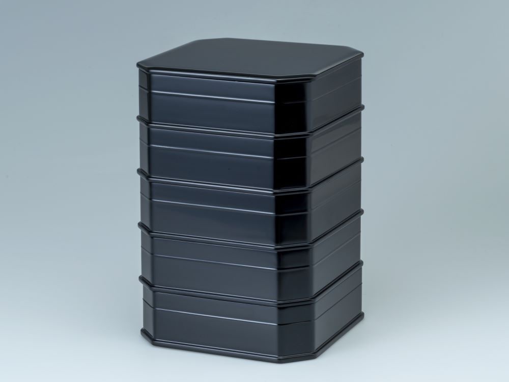 象彦 茶道具 縁高 五段重 八角 雁 象彦 茶道具 縁高 五段重 八角 雁 黒塗 縁高 象彦