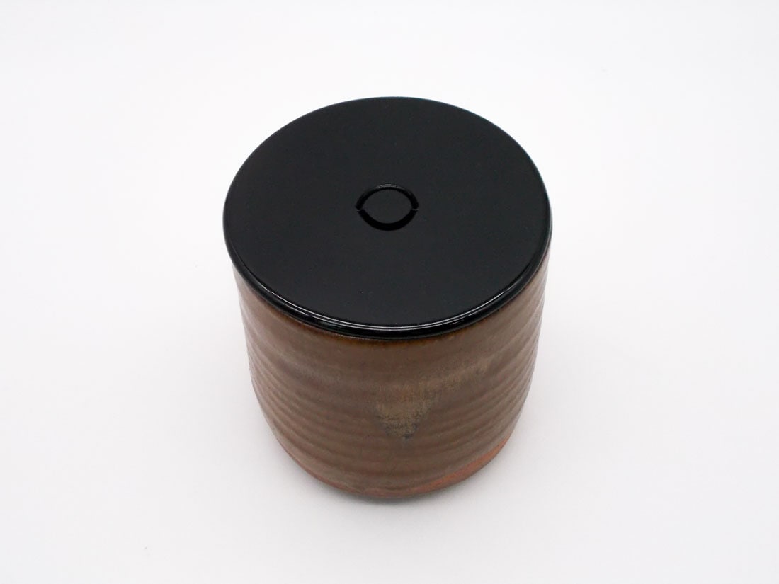【木箱付き】焦茶色　茶盛 蔵出し品】光右衛門作 瀬戸一重口水指 | オンラインショップ限定