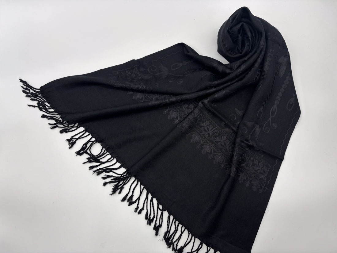 カシミール刺繍ストール ブラック×ブラック【A】 | 和装 | 淡交社